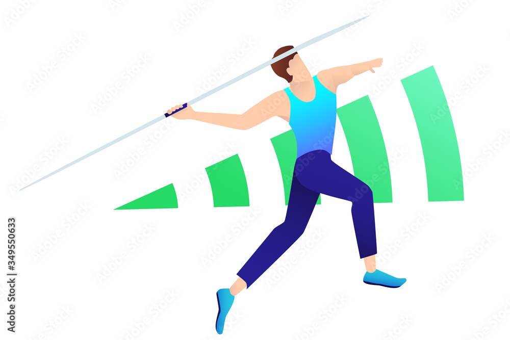 Vector illustration of javelin thrower in action. Sport concept
