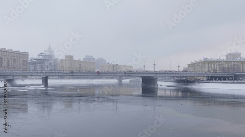 Bridge Novoarbatsky on Moskva river in winter day in Moscow © Arrows