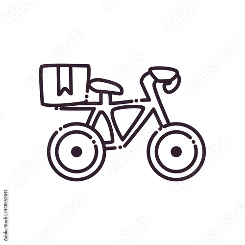 Box over bike line style icon vector design