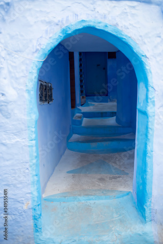 Chefchouen Moroccan blue door in city in the mountains  © Bart