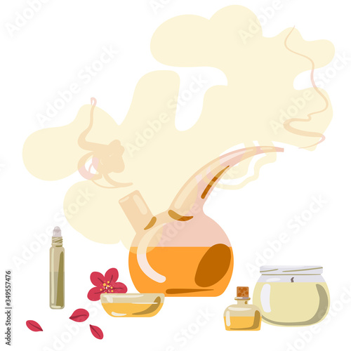 Aromatherapy and devices and means for aromatherapy. Vector illustration