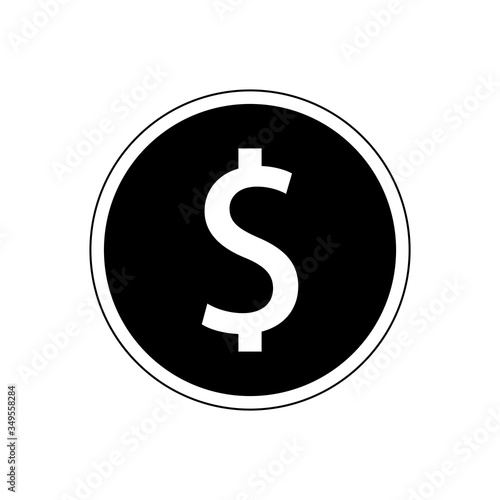 Dollar coin symbol. black and white illustration inspiration design