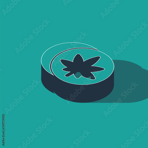 Isometric Herbal ecstasy tablets icon isolated on green background. Vector