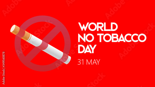 world no tobacco day. stop smoking sign in red clean background vector illustration concept