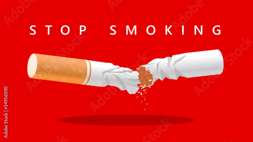 stop smoking tobacco simple text typography in red backgorund clan concept vector illustration