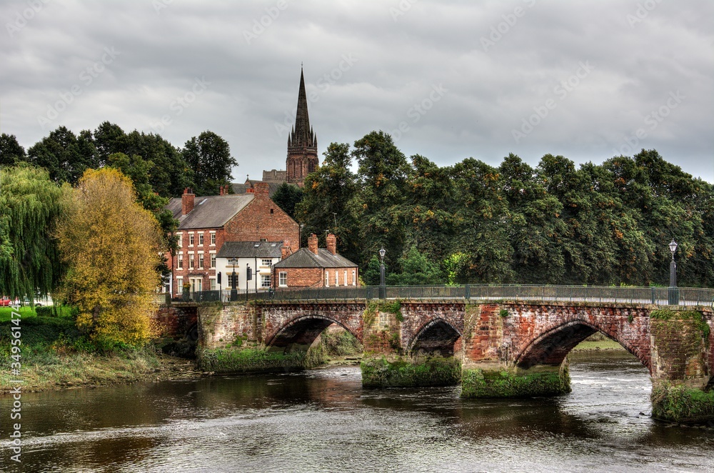 A stone bridge over river Dee in Chester England