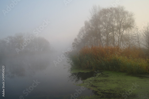 Landscape with river at early morning time