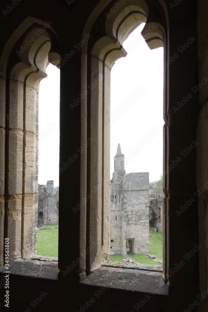 looking threw a window at Workworth castle in the UK