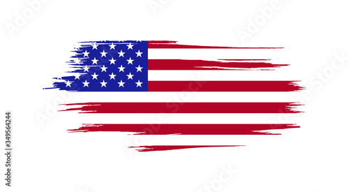vector flag of USA painted with grunge brush isolated on white background