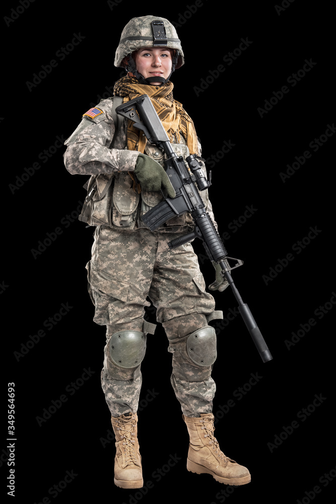Male in US Army soldier uniform praying. Shot in studio. Isolated on black background Male in US Army soldier uniform praying. Shot in studio. Isolated on black background