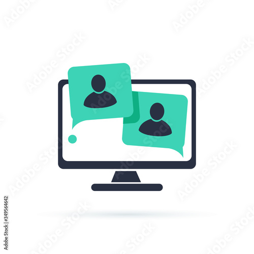 Webinar concept, online course, distant education, video lecture, internet group conference, training test, work at home