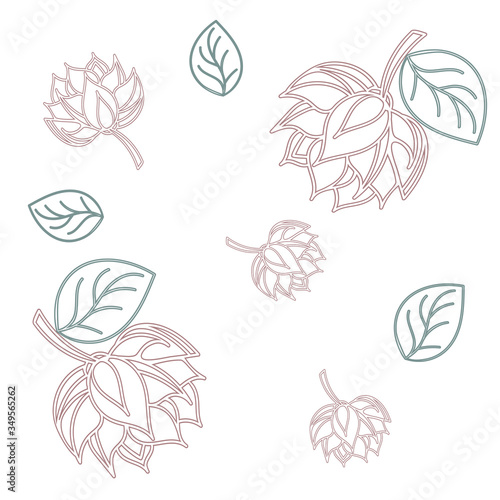 Lotus seamless pattern flower in vintage style. Vector vintage illustration. Soft and pastel color. Coral and pink lotos lotus on light white background.