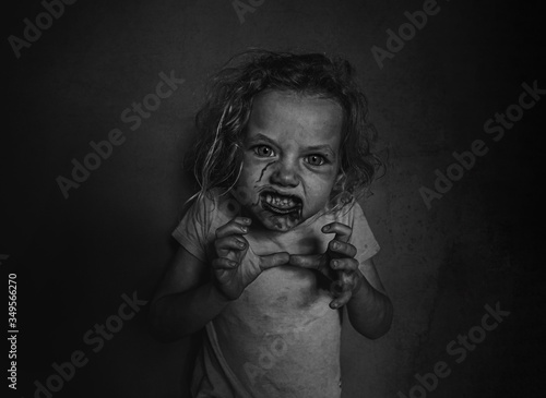Obraz na plátne Niña zombi foto terror para halloween