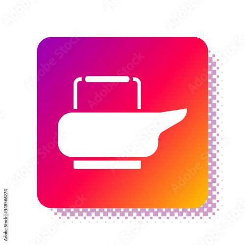 White Bedpan icon isolated on white background. Toilet for bedridden patients. Square color button. Vector