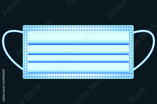 New medical mask in vector. Stock bandage against the disease of viral diseases. Symbol of the fight against COVID-19. Stock image for advertising, and print on a medical theme.