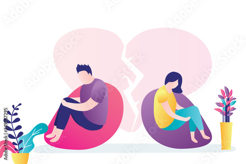 Couple in quarrel. Psychology mental problems concept. Depression and panic attacks, paranoia anger control.