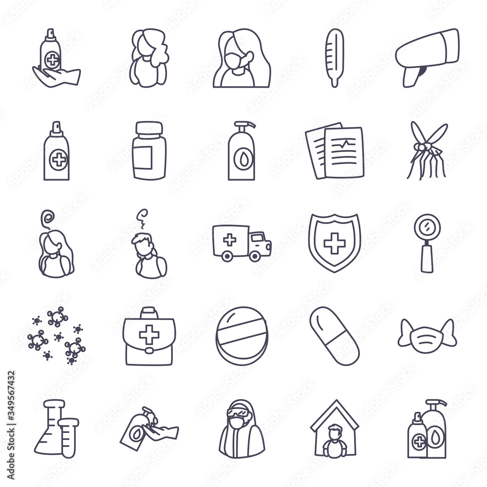Medical line style icon set vector design Medical line style icon set vector design