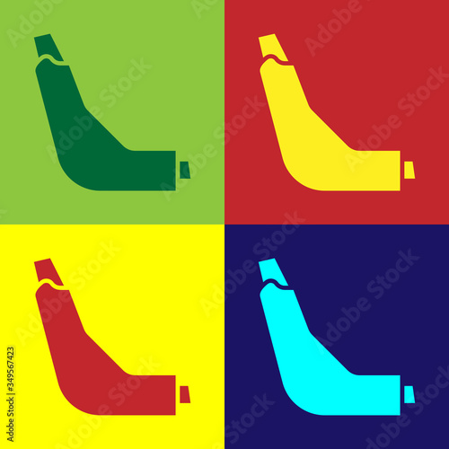 Pop art Inhaler icon isolated on color background. Breather for cough relief, inhalation, allergic patient. Vector