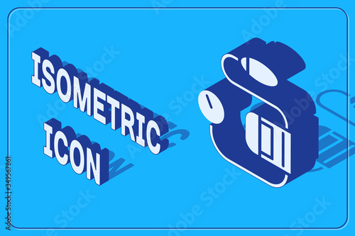 Isometric Blood pressure icon isolated on blue background. Vector
