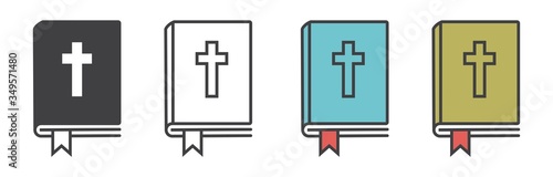 Christian bible icon vector, bible symbol in line style, book vector different style vector illustration. photo