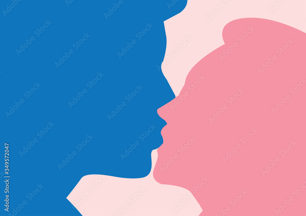 Side View of Silhouette Couple Kissing Each Other with Love Side View of Silhouette Couple Kissing Each Other with Love