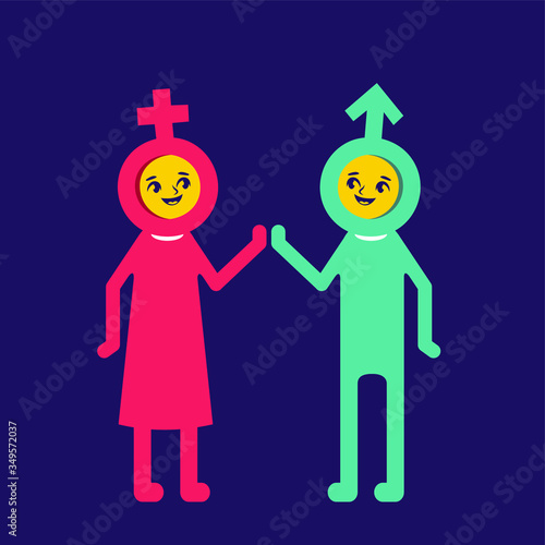 Funny Symbol Gender Teaching Sex Education To Kids Vector Illustration - Vector