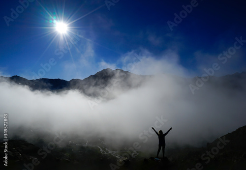 Foggy mountains and beautiful nature view