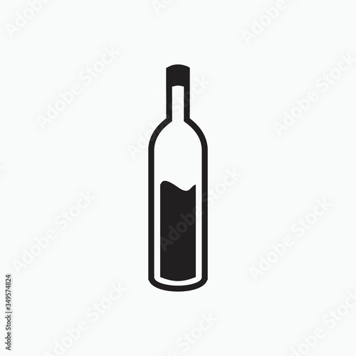 black bottle for bar or cafe black and white icon