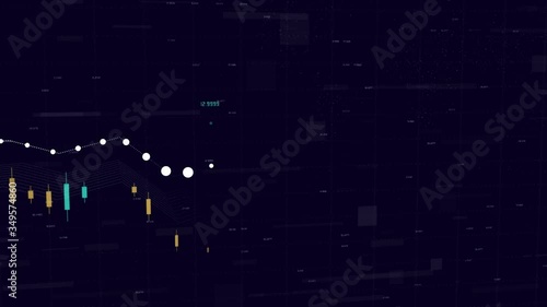 Wallpaper Mural Abstract digital 4K forex chart animation on dark background. Trade and financial evolution concept. 3D Render Torontodigital.ca