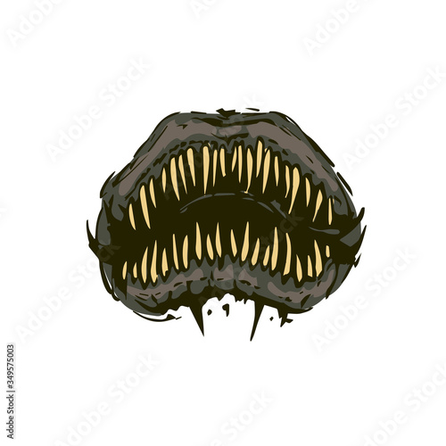 Scary fanged monster fish jaws Horror mask print