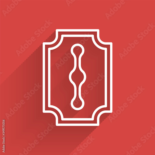 White line Blade razor icon isolated with long shadow. Vector