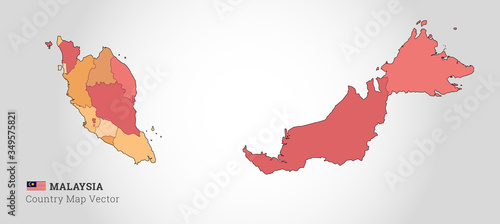 Malaysia Colorful Map - Vector Illustration