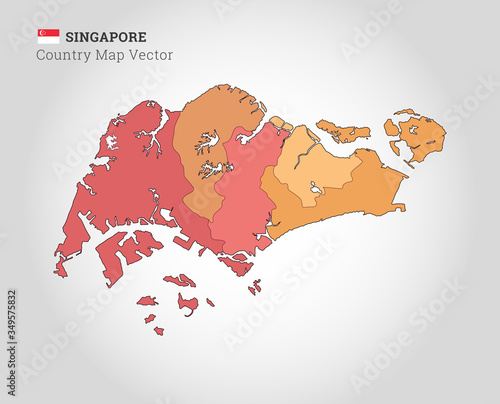 Photography Singapore Colorful Map - Vector Illustration