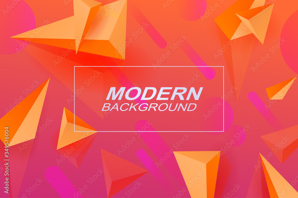 Background of a pink shade with a gradient, stripes, triangles of orange color with the effect of 3D Background of a pink shade with a gradient, stripes, triangles of orange color with the effect of 3D