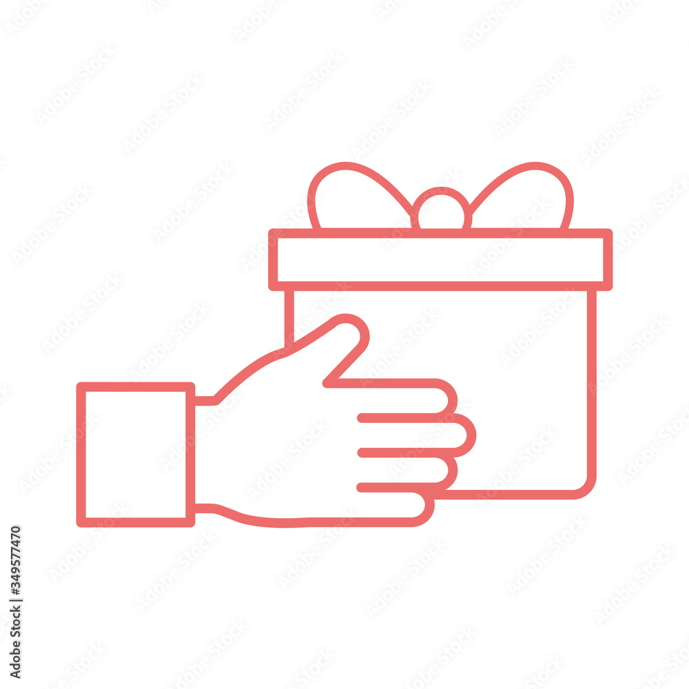 Hand with gift line style icon vector design Hand with gift line style icon vector design