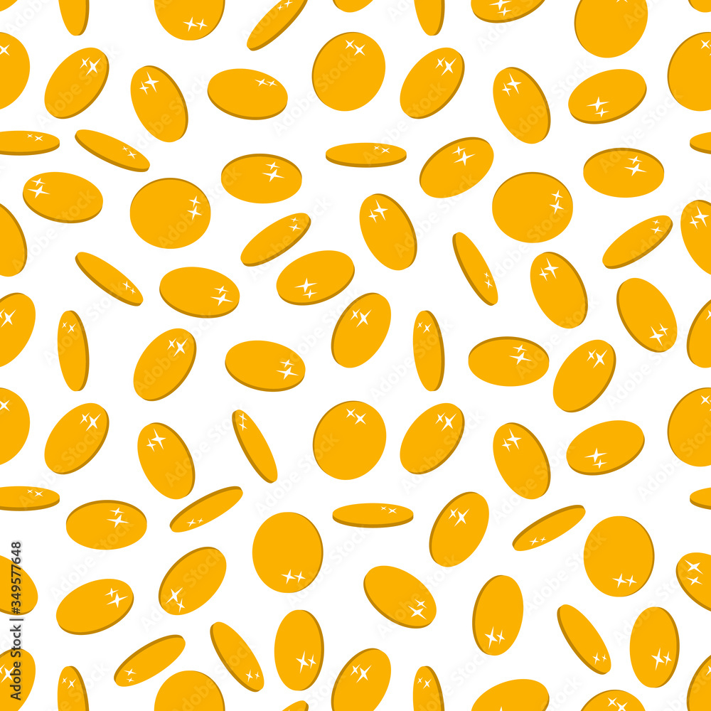 Abundance, a scattering of coins. Seamless pattern. Vector illustration. Abundance, a scattering of coins. Seamless pattern. Vector illustration.