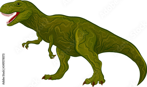 green dinosaur Tyrannosaurus angry reptile