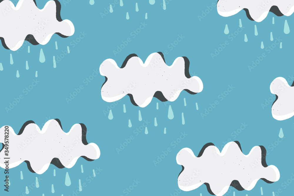Cloudy with rainy pattern background illustration