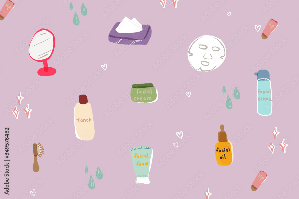 Skincare illustration background theme collages Skincare illustration background theme collages