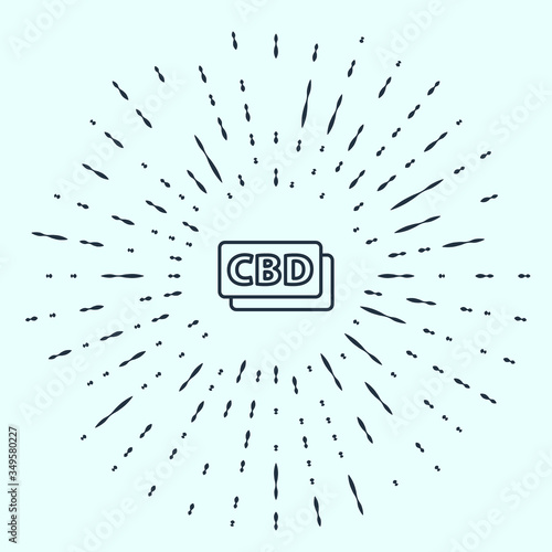 Black line Cannabis molecule icon isolated on grey background. Cannabidiol molecular structures, THC and CBD formula. Marijuana sign. Abstract circle random dots. Vector