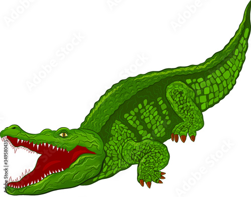 angry crocodile with open mouth green cartoon