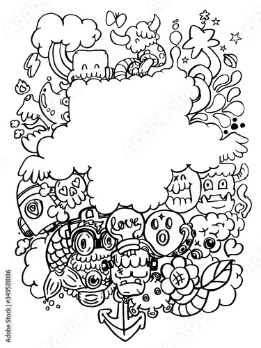 dooddle happy monster frame for insert your text