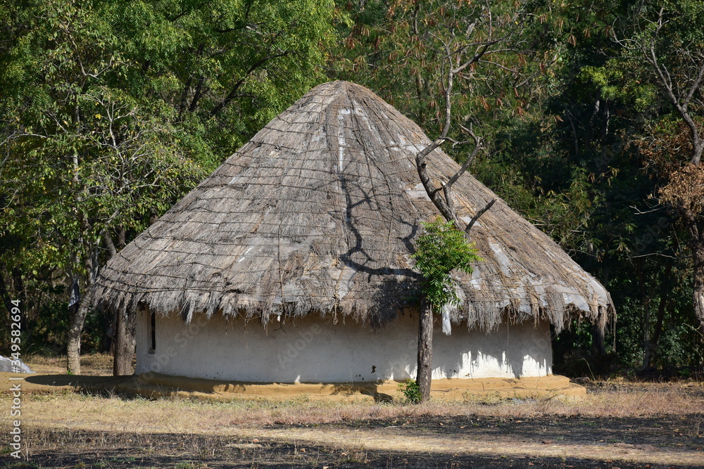 Village house made of mud, clay, wood, bamboo, and straws Tribal Village house made of mud, clay, wood, bamboo, and straws Tribal