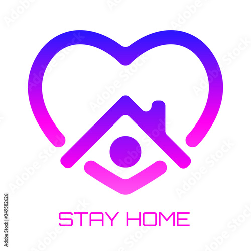 Stay home. Save your life. Coronavirus, epidemic, quarantine. Social media sign. Heart and house vector icon. Vector illustration