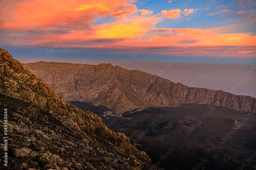Sunrise at the top of the Fogo vulcano, Fogo Island, Cape Verde
