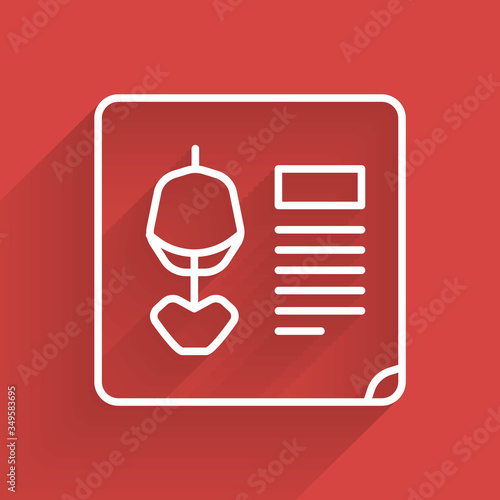 White line X-ray shots icon isolated with long shadow. Vector