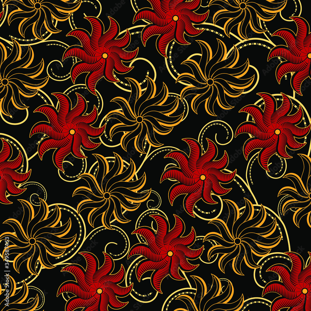 motif pattern with flowers - vector motif pattern with flowers - vector