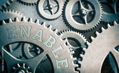 Text sign showing Enable. Business photo text give someone or something the authority or means to do something