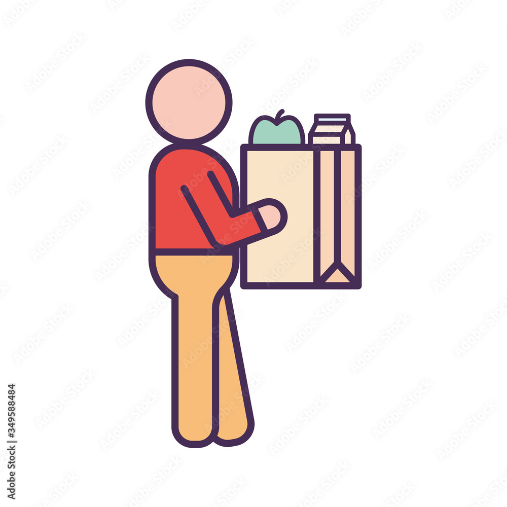 Aavatar with shopping bag line and fill style icon vector design Aavatar with shopping bag line and fill style icon vector design