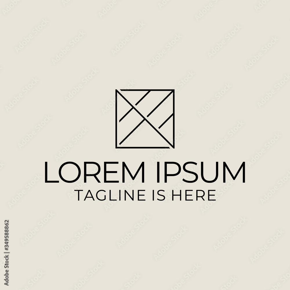 Fototapeta premium Abstract monoline logo design with a minimalist concept in a rectangular shape.